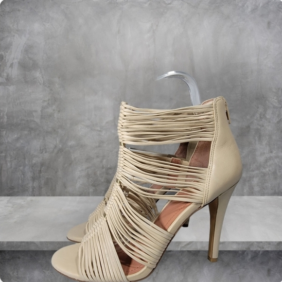 Vince Camuto Strappy Heels Cream/Ivory Color Strappy Heels Open Toe Leather 7.5 - Picture 2 of 16